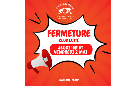 Fermeture de la salle jeudi 1er, vendredi 2 Mai et jeudi 8 et vendredi 9 mai