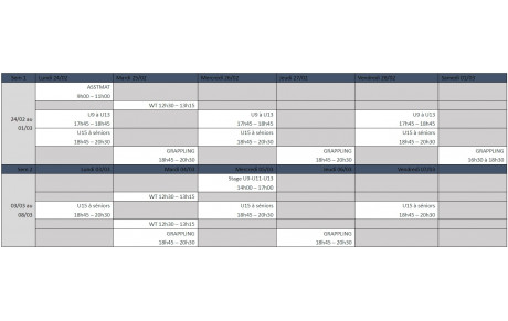 Organisation des cours pendant les vacances d'Hiver