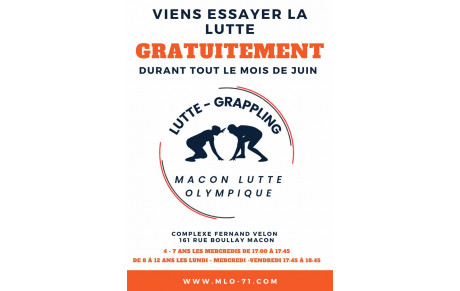 Viens essayer la lutte pendant le mois de Juin